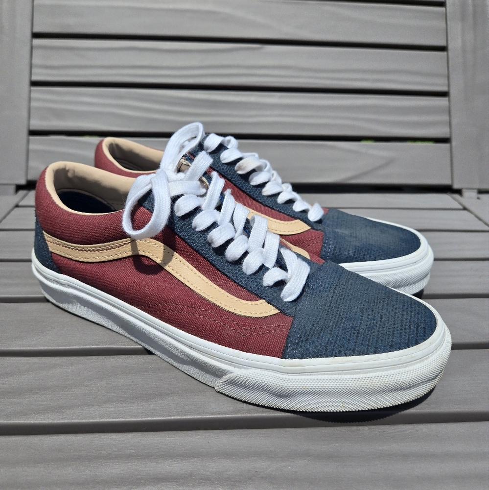 Vans Unisex Off The Wall Old Skool Navy Maroon Casual Shoes Size M 6.5 W 8